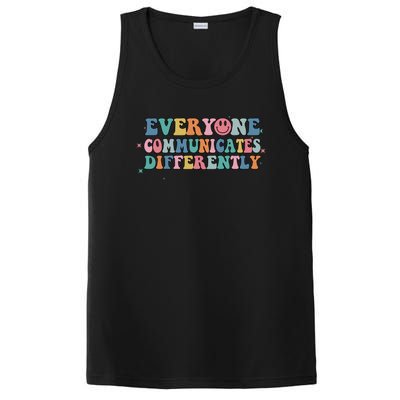 Everyone Communicates Differently Autism Awareness Gift PosiCharge Competitor Tank