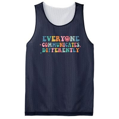 Everyone Communicates Differently Autism Awareness Gift Mesh Reversible Basketball Jersey Tank