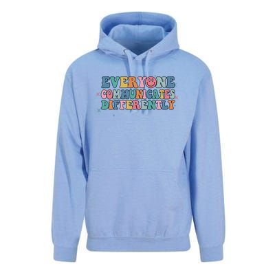 Everyone Communicates Differently Autism Awareness Gift Unisex Surf Hoodie