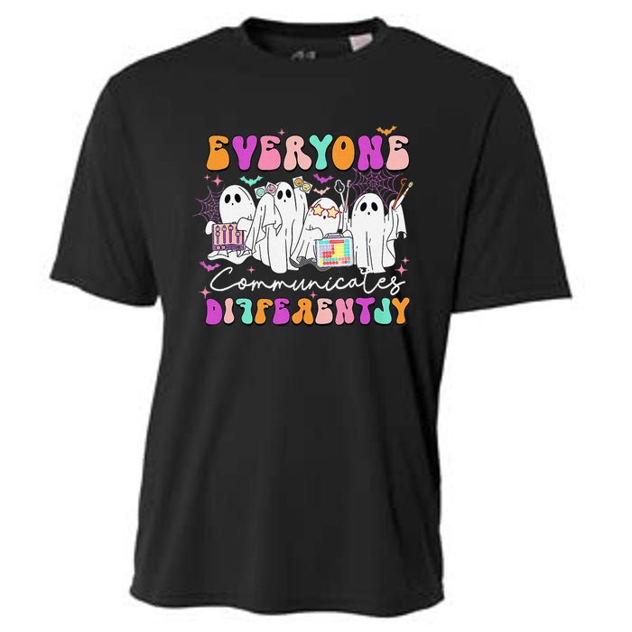 Everyone Communicates Differently Speech Therapy Halloween Cooling Performance Crew T-Shirt