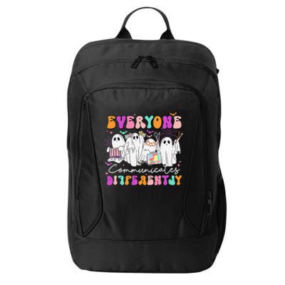 Everyone Communicates Differently Speech Therapy Halloween City Backpack