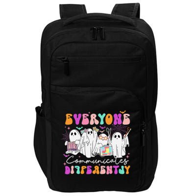 Everyone Communicates Differently Speech Therapy Halloween Impact Tech Backpack