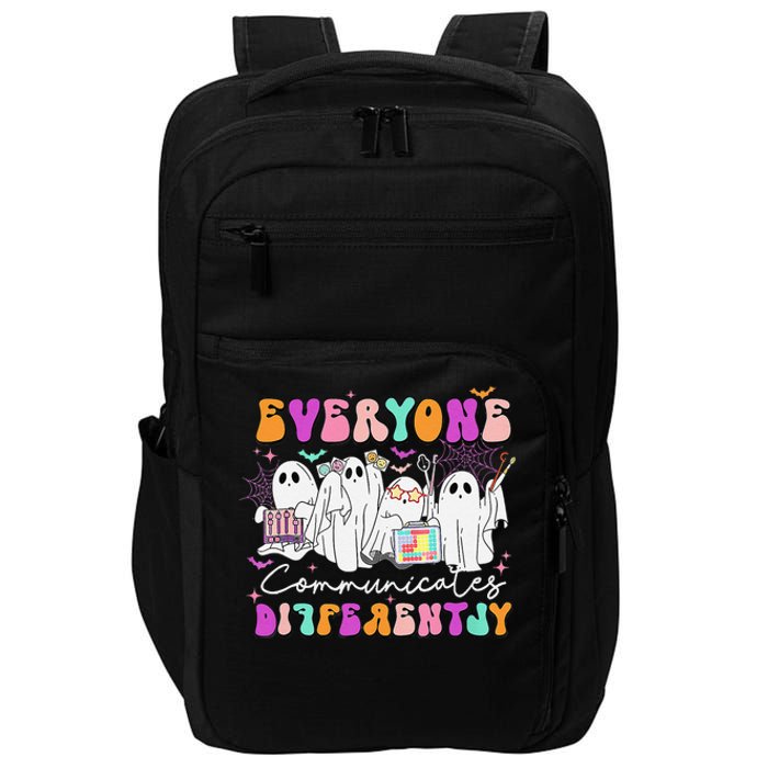 Everyone Communicates Differently Speech Therapy Halloween Impact Tech Backpack