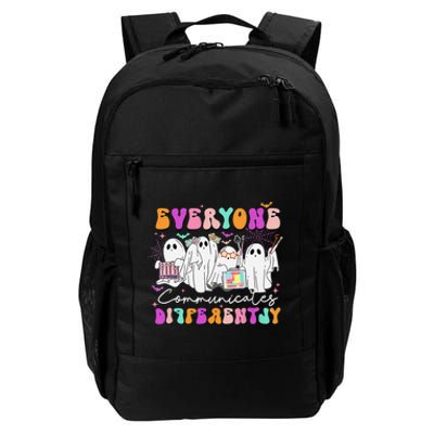 Everyone Communicates Differently Speech Therapy Halloween Daily Commute Backpack