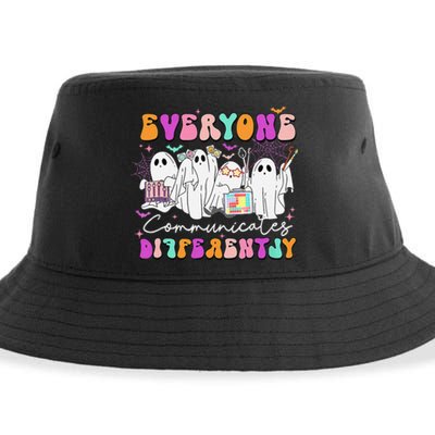 Everyone Communicates Differently Speech Therapy Halloween Sustainable Bucket Hat