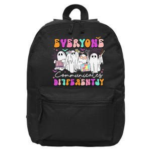 Everyone Communicates Differently Speech Therapy Halloween 16 in Basic Backpack