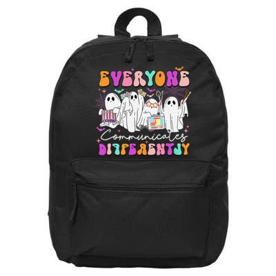 Everyone Communicates Differently Speech Therapy Halloween 16 in Basic Backpack