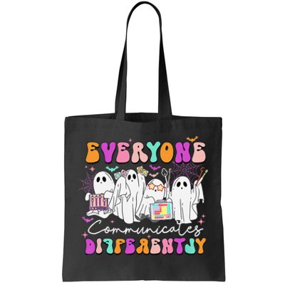 Everyone Communicates Differently Speech Therapy Halloween Tote Bag