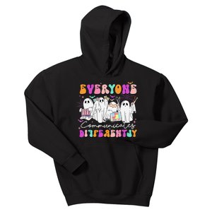 Everyone Communicates Differently Speech Therapy Halloween Kids Hoodie