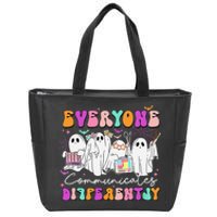 Everyone Communicates Differently Speech Therapy Halloween Zip Tote Bag