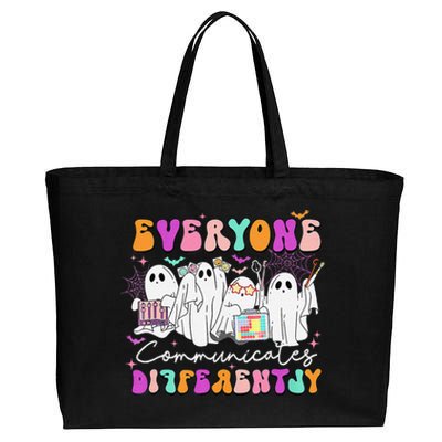 Everyone Communicates Differently Speech Therapy Halloween Cotton Canvas Jumbo Tote