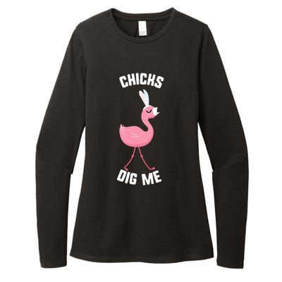 Easter Chicks Dig Me Flamingo Bunny Spring Egg Gift Womens CVC Long Sleeve Shirt