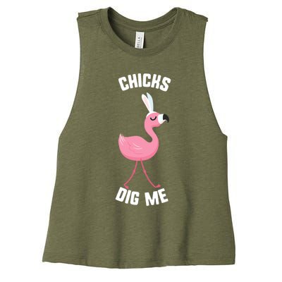 Easter Chicks Dig Me Flamingo Bunny Spring Egg Gift Women's Racerback Cropped Tank