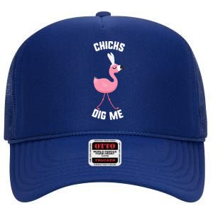 Easter Chicks Dig Me Flamingo Bunny Spring Egg Gift High Crown Mesh Back Trucker Hat