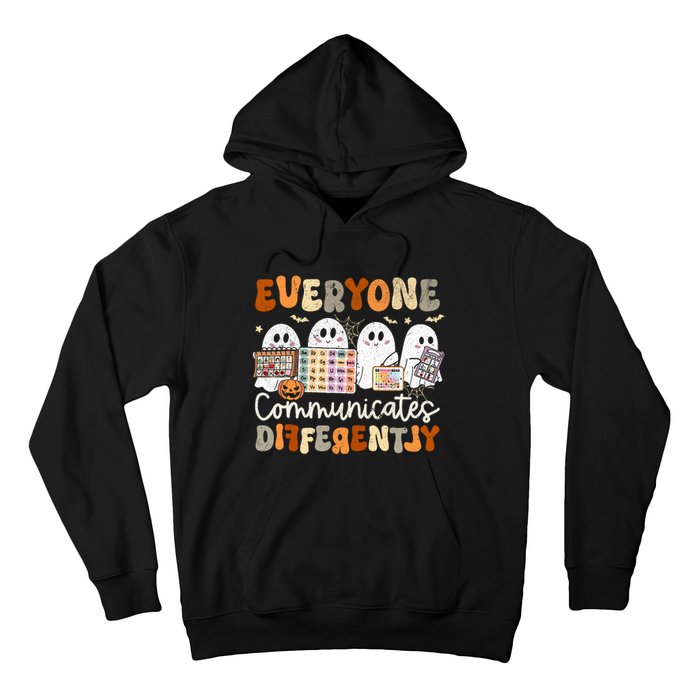 Everyone Communicates Differently Halloween Slp Sped Teacher Hoodie