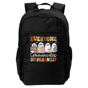 Everyone Communicates Differently Halloween Slp Sped Teacher Daily Commute Backpack