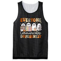 Everyone Communicates Differently Halloween Slp Sped Teacher Mesh Reversible Basketball Jersey Tank