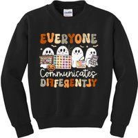 Everyone Communicates Differently Halloween Slp Sped Teacher Kids Sweatshirt