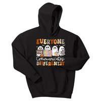 Everyone Communicates Differently Halloween Slp Sped Teacher Kids Hoodie