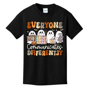 Everyone Communicates Differently Halloween Slp Sped Teacher Kids T-Shirt