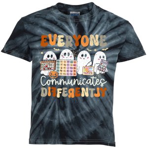 Everyone Communicates Differently Halloween Slp Sped Teacher Kids Tie-Dye T-Shirt