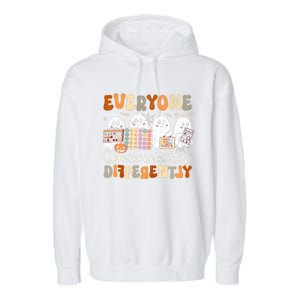 Everyone Communicates Differently Halloween Slp Sped Teacher Garment-Dyed Fleece Hoodie