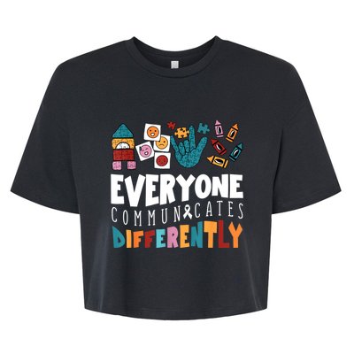 Everyone Communicates Differently Special Education Autism Bella+Canvas Jersey Crop Tee