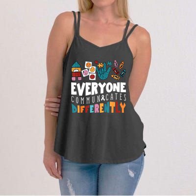 Everyone Communicates Differently Special Education Autism Women's Strappy Tank