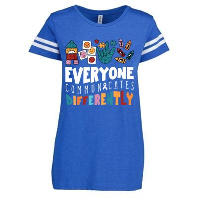 Everyone Communicates Differently Special Education Autism Enza Ladies Jersey Football T-Shirt