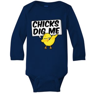 Easter Chicks Dig Me Dabbing Chicks Baby Long Sleeve Bodysuit