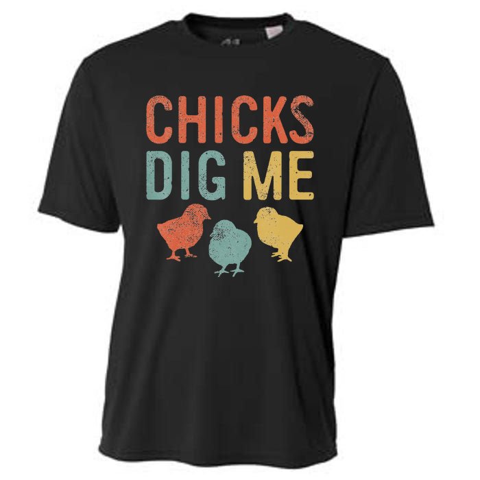 Easter Chicks Dig Me Retro Vintage Chickens Spring Gift Cooling Performance Crew T-Shirt