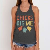 Easter Chicks Dig Me Retro Vintage Chickens Spring Gift Women's Knotted Racerback Tank