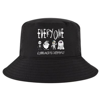 Everyone Communicates Differently Halloween Autism Teacher Cool Comfort Performance Bucket Hat