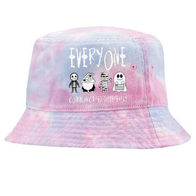 Everyone Communicates Differently Halloween Autism Teacher Tie-Dyed Bucket Hat