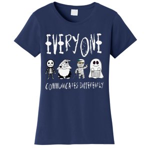 Everyone Communicates Differently Halloween Autism Teacher Women's T-Shirt