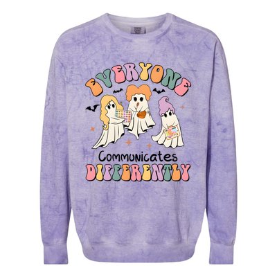 Everyone Communicates Differently Halloween Cute Ghoul Witch Hocus Colorblast Crewneck Sweatshirt