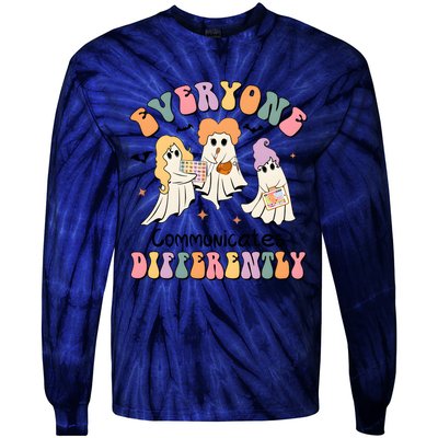 Everyone Communicates Differently Halloween Cute Ghoul Witch Hocus Tie-Dye Long Sleeve Shirt