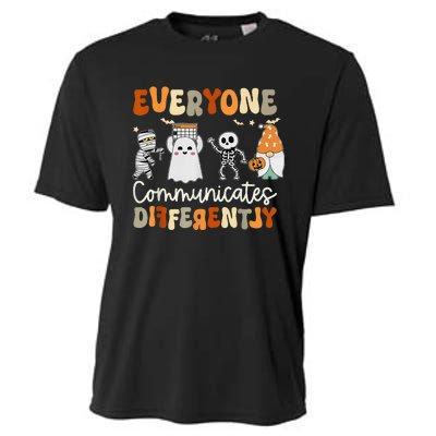 Everyone Communicates Differently Speech Therapy Halloween Cooling Performance Crew T-Shirt