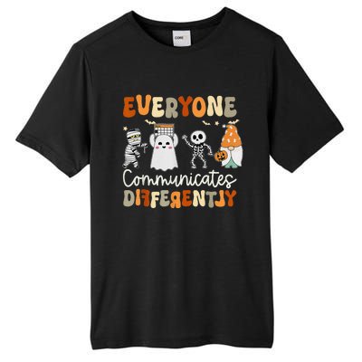 Everyone Communicates Differently Speech Therapy Halloween Tall Fusion ChromaSoft Performance T-Shirt