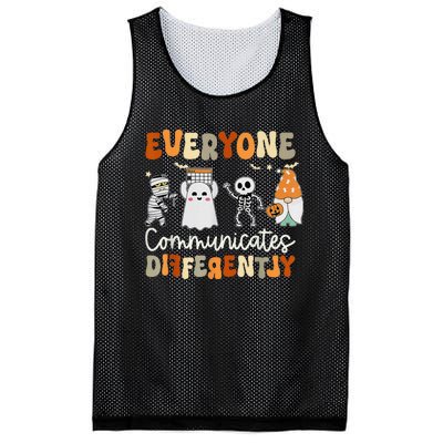 Everyone Communicates Differently Speech Therapy Halloween Mesh Reversible Basketball Jersey Tank