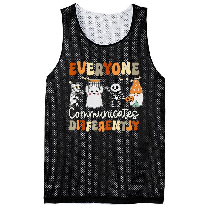 Everyone Communicates Differently Speech Therapy Halloween Mesh Reversible Basketball Jersey Tank