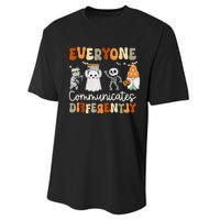 Everyone Communicates Differently Speech Therapy Halloween Performance Sprint T-Shirt