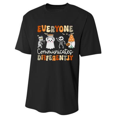 Everyone Communicates Differently Speech Therapy Halloween Performance Sprint T-Shirt