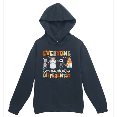 Everyone Communicates Differently Speech Therapy Halloween Urban Pullover Hoodie