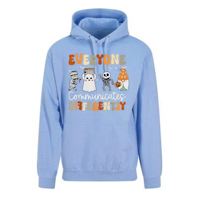 Everyone Communicates Differently Speech Therapy Halloween Unisex Surf Hoodie