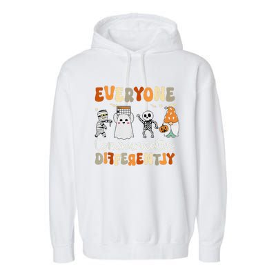 Everyone Communicates Differently Speech Therapy Halloween Garment-Dyed Fleece Hoodie