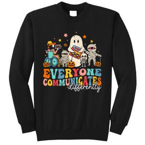 Everyone Communicates Differently Halloween Slp Sped Teacher Sweatshirt