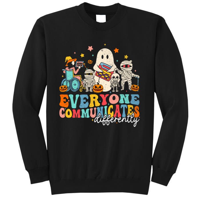 Everyone Communicates Differently Halloween Slp Sped Teacher Sweatshirt