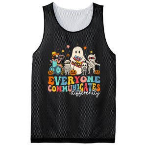 Everyone Communicates Differently Halloween Slp Sped Teacher Mesh Reversible Basketball Jersey Tank