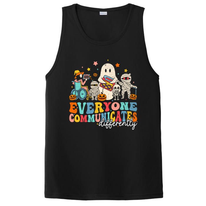 Everyone Communicates Differently Halloween Slp Sped Teacher PosiCharge Competitor Tank